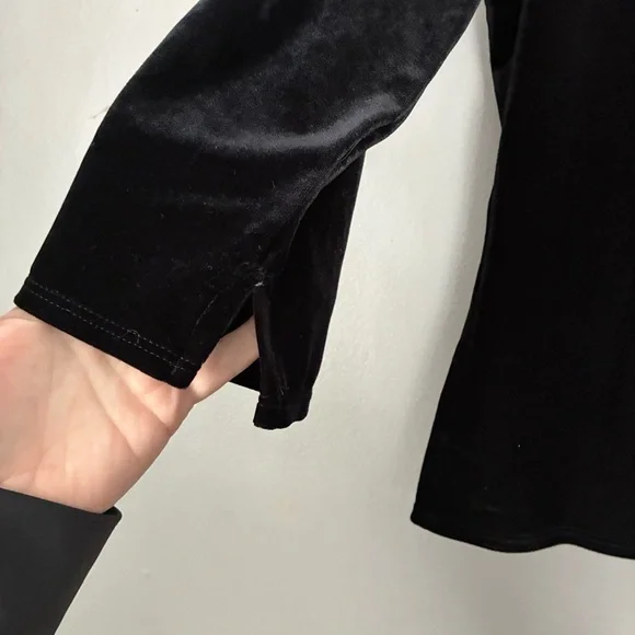 Vintage Black velvet Top 3/4 Sleeve V-neck Ruched Bust Y2K 90’s Size XL L - Picture 5 of 9